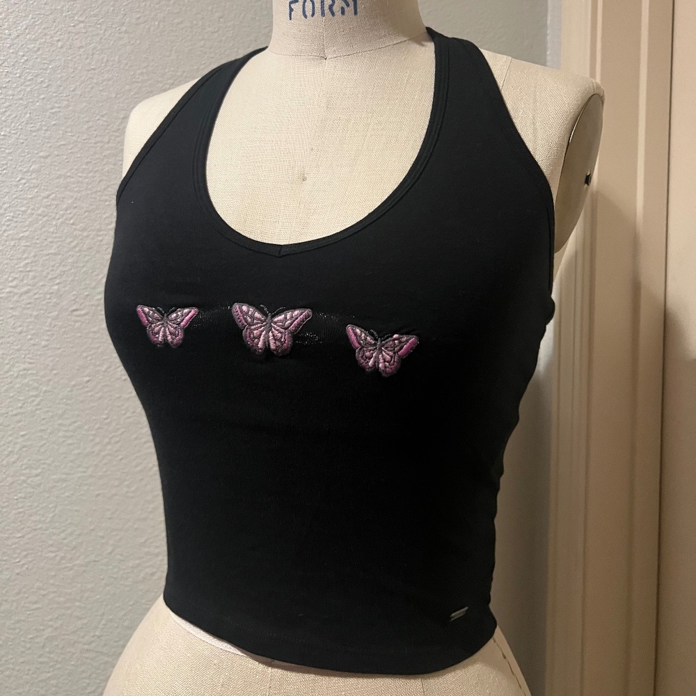 Black Embroidered Halter Top